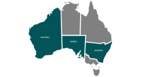 Map of Australia with HRECs by state